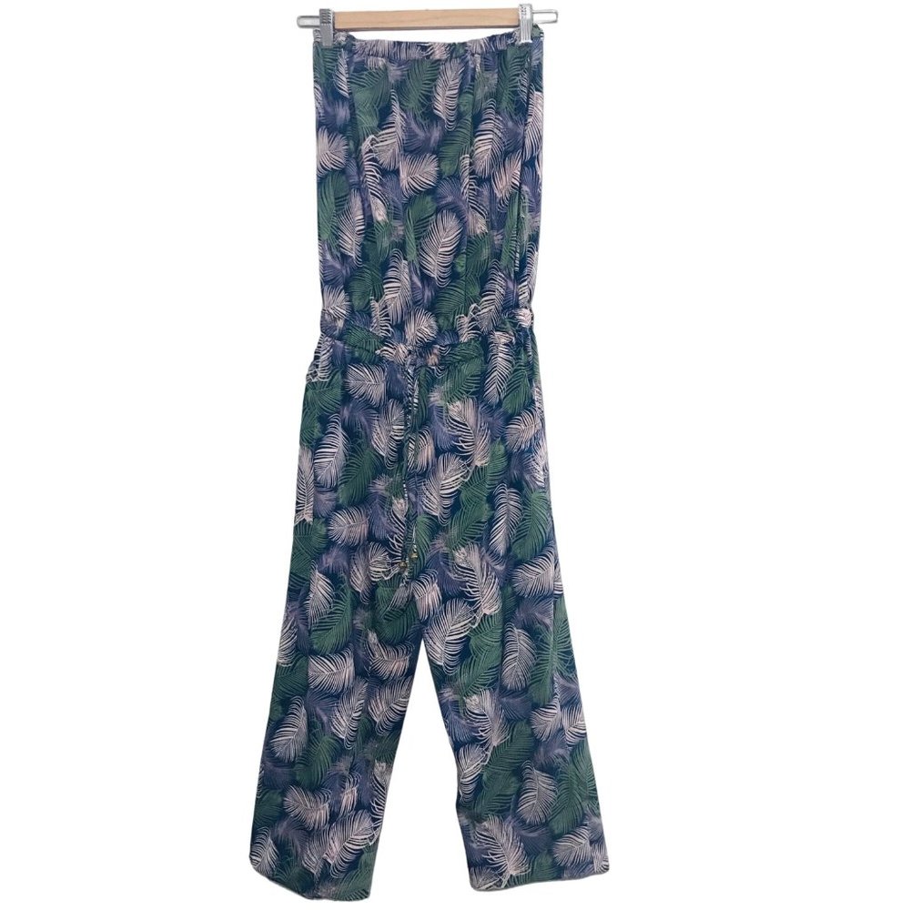 BLUE ISLAND Strapless Leaf Print Jumpsuit Size Medium